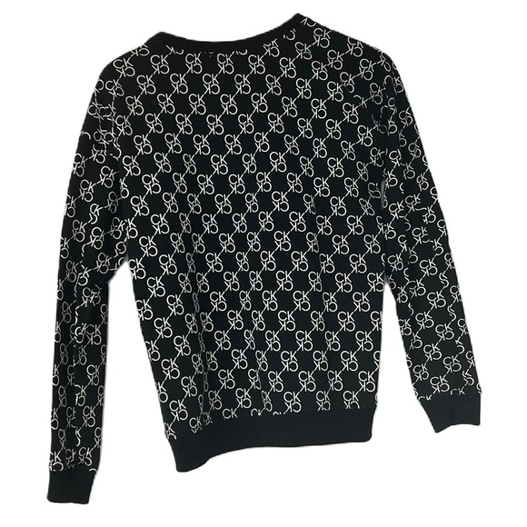 Calvin klein logo crew neck black white womens small lightweight sweatshirt - Picture 5 of 5